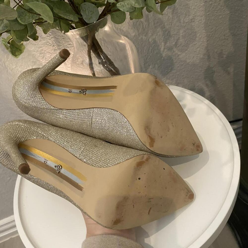 Sam Edelman Glitter Pointed-Toe Stiletto Pump - Champagne Gold - Picture 5 of 8